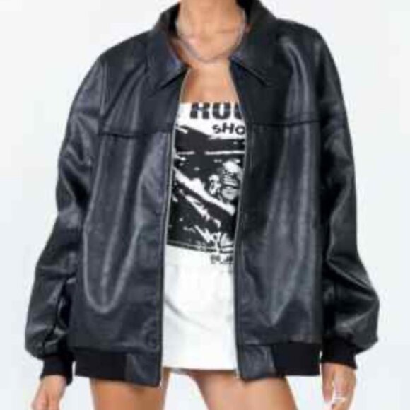 Princess Polly Black Goldsmith Faux LeatherBomber Jacket - Picture 10 of 10